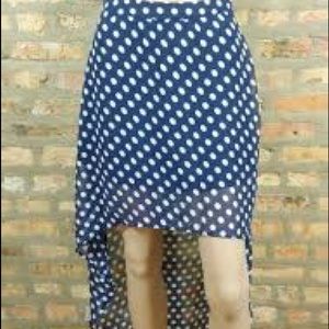 Forever 21 Blue and White Polka Dot High Low Skirt